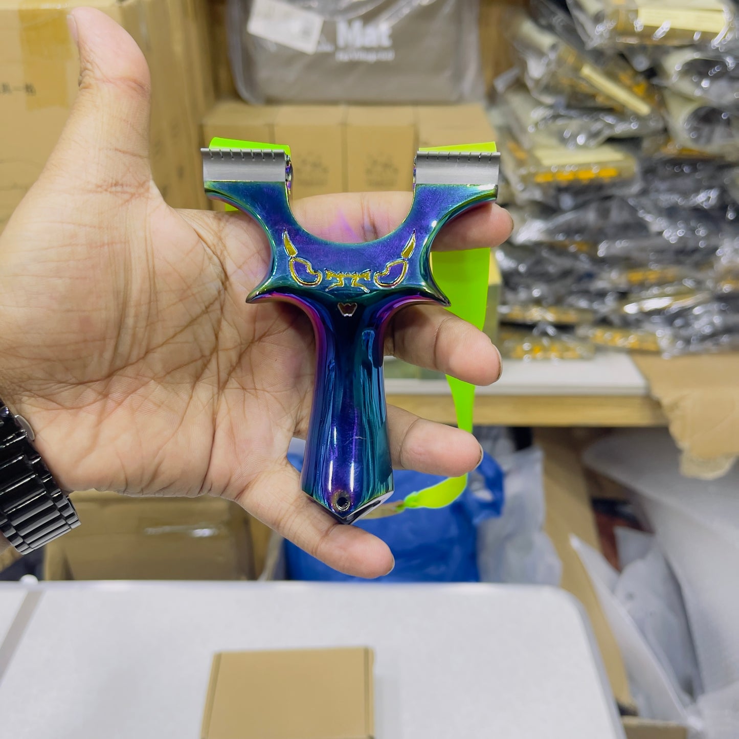 Hunting Colorful Heavy-Duty Full Metal Dragon Eye Slingshot With Ball Storage Design