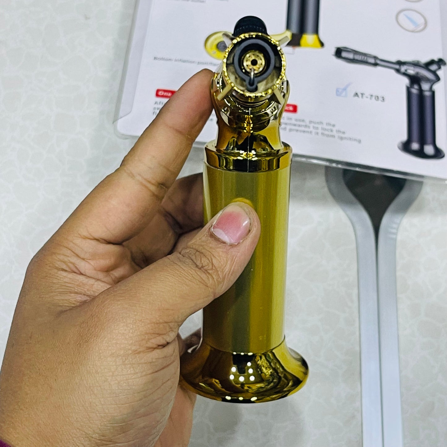 New Ignition Refillable Jet Flame Cigar Lighter AT-703