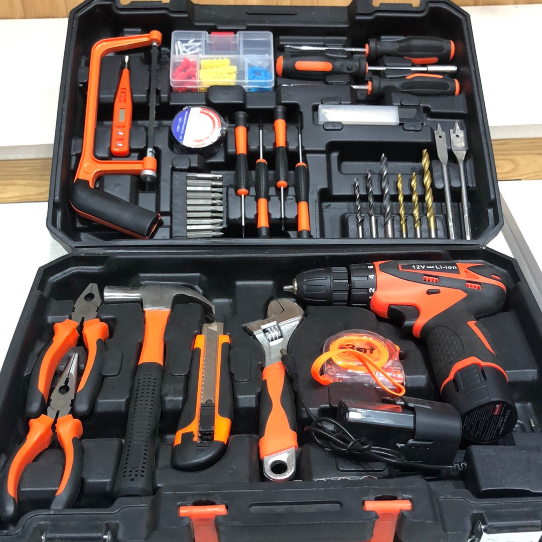 Household Tool Kit 12V Lithium-Ion Cordless Screwdriver Drill