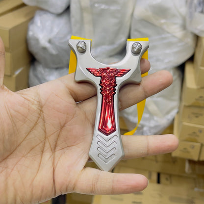 New High Quality Red Inlaid Fixed Metal Slingshot For Professional Hunting