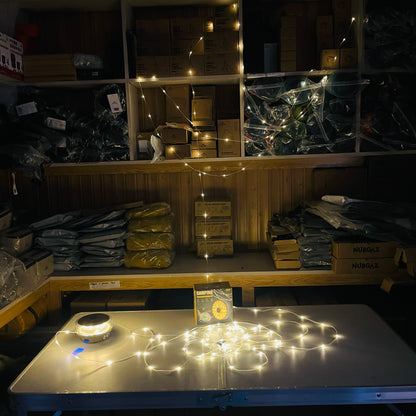 Solar Powered Dual Light Source Camping Light + 20M Atmosphere String Light