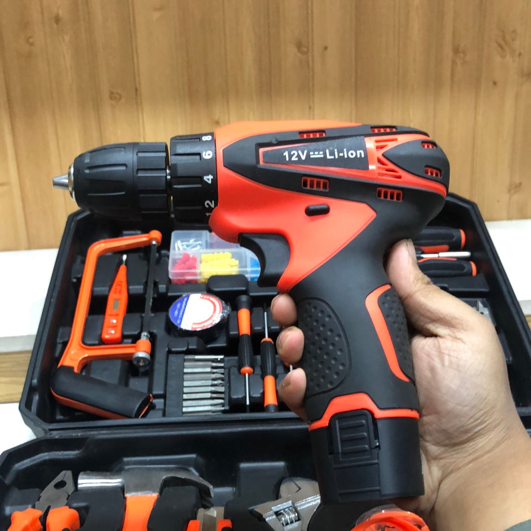 Household Tool Kit 12V Lithium-Ion Cordless Screwdriver Drill