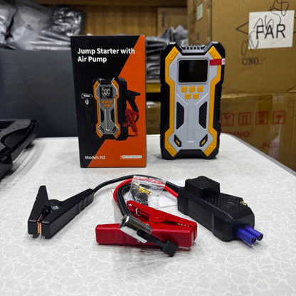 New N3 Portable 4 in 1 Jump Starter With Air Pump PowerBank & Emergency Flashlight