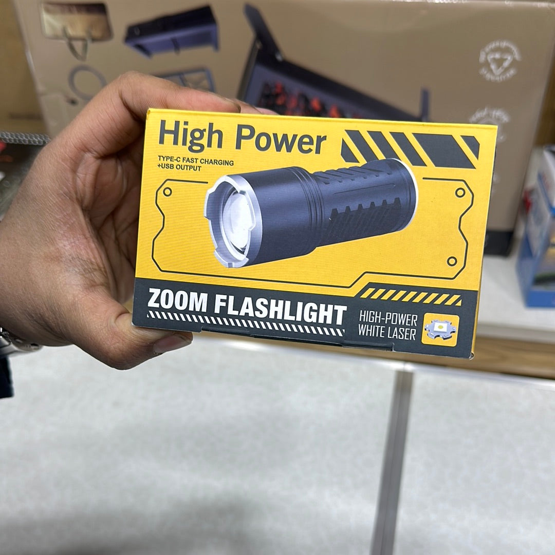 High Power Zoom Tactical White Laser Flashlight