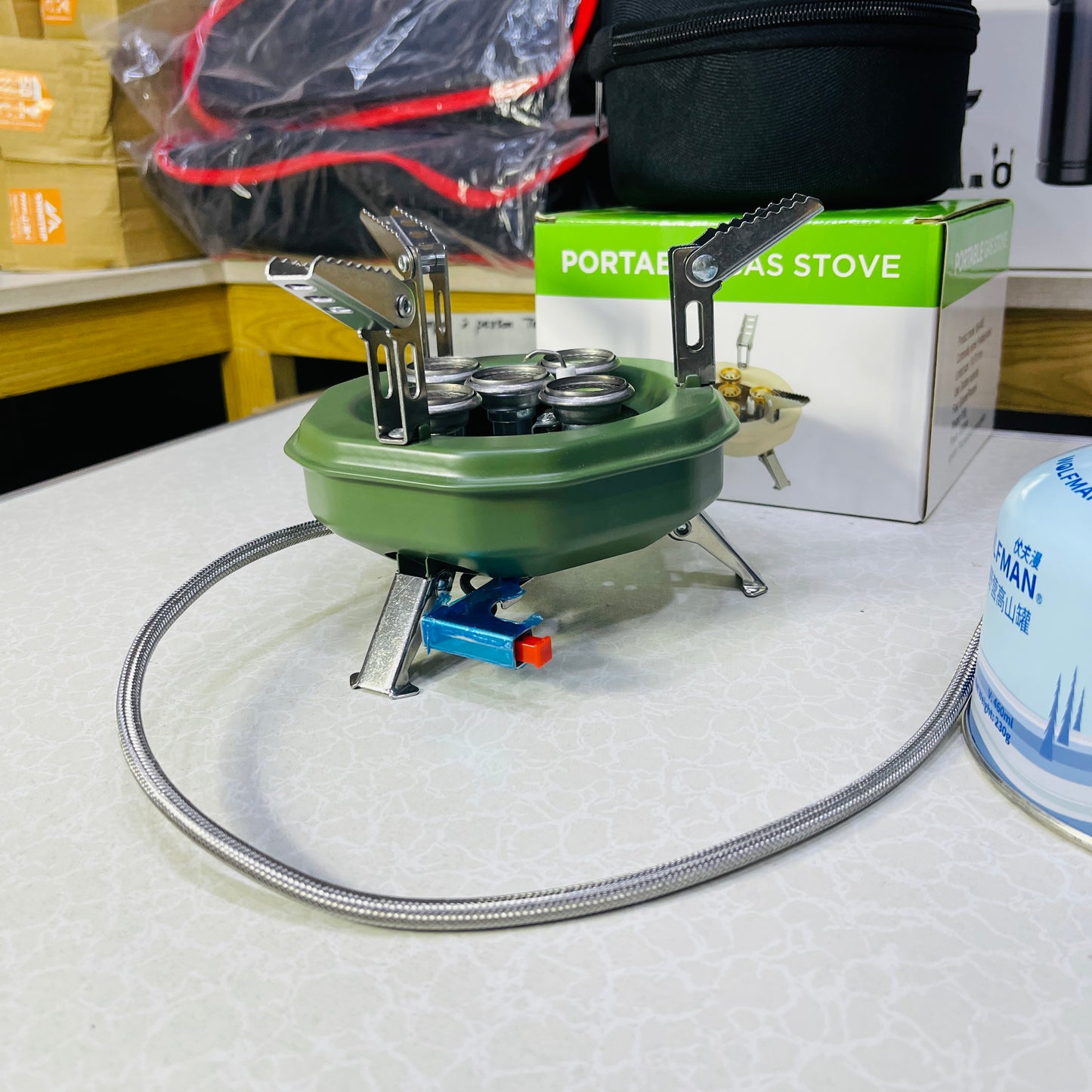 New Portable Five-Burner Metallic Travel Gas Stove With Bag MA-605