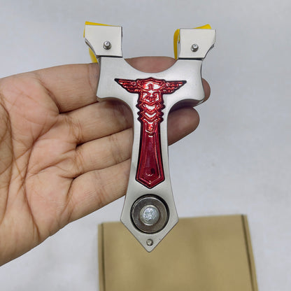 New High Quality Red Inlaid Fixed Metal Slingshot For Professional Hunting