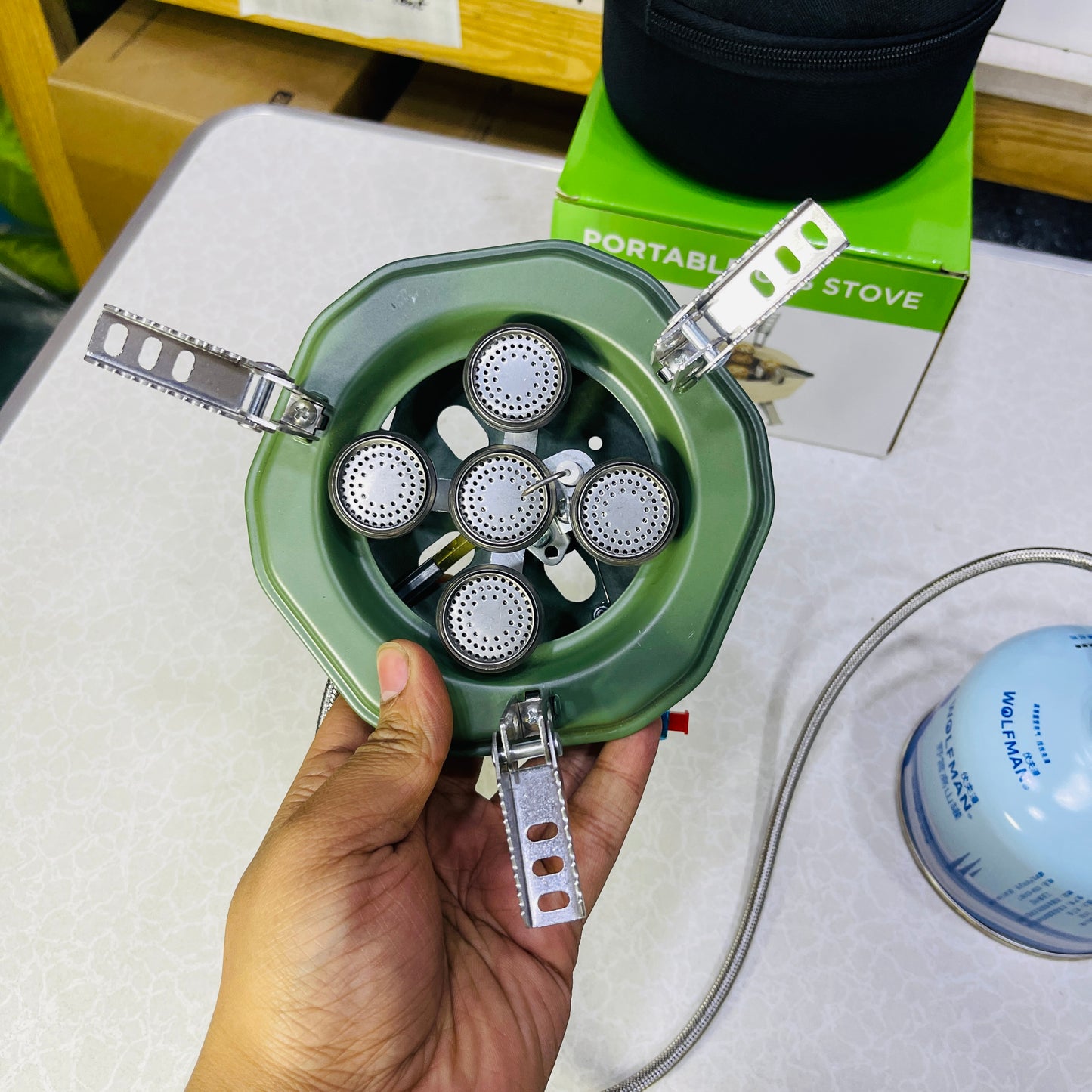 New Portable Five-Burner Metallic Travel Gas Stove With Bag MA-605