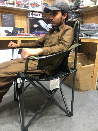 CAMP MASTER Deluxe Padded Cotton Portable Metal Arm Foldable Outdoor Chair