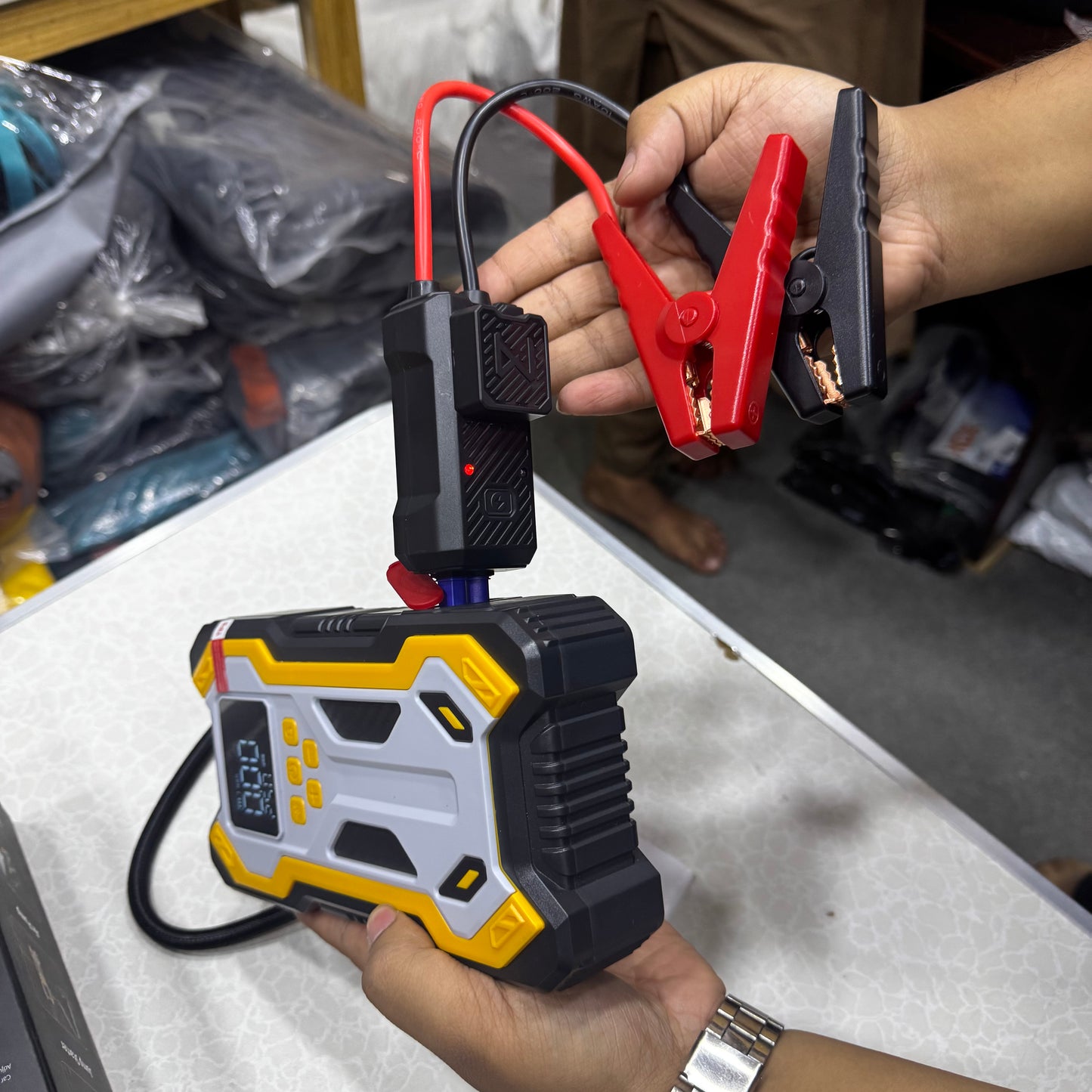 New N3 Portable 4 in 1 Jump Starter With Air Pump PowerBank & Emergency Flashlight