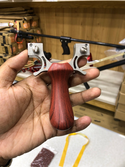 New Red Solid Wood Handle Slingshot With Laser Sight