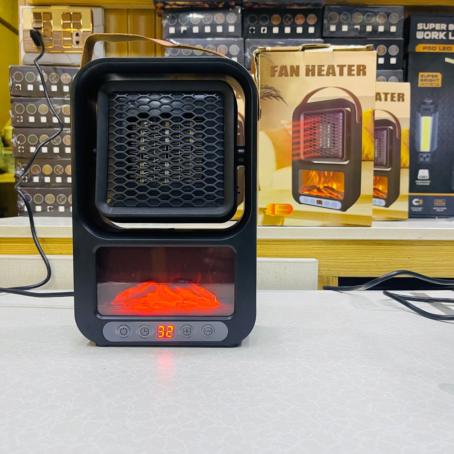 600W Ceramic Compact Electric Desktop Fan Heater 220V