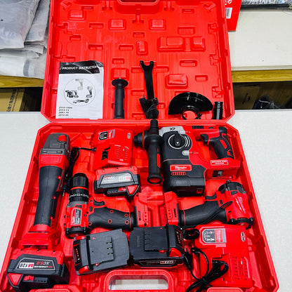 4pcs MILWAUKEE Premium Cordless & Brushless Power Tool Kit