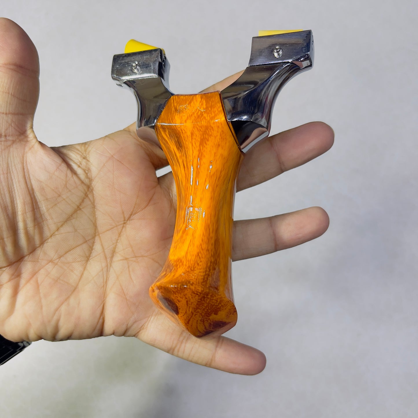 New Hunting Poly Wood Handle Stainless Slingshot With 100 Mud Balls