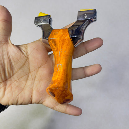 New Hunting Poly Wood Handle Stainless Slingshot With 100 Mud Balls