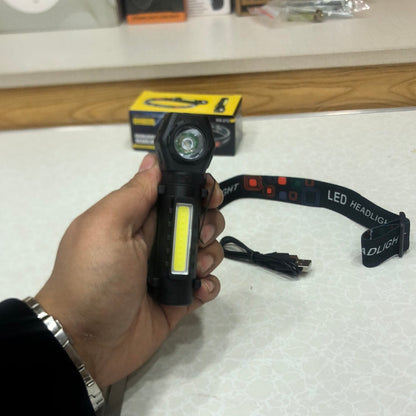 Super Bright LED Headlamp Rechargeable with XPE COB Beads and Tail Magnet