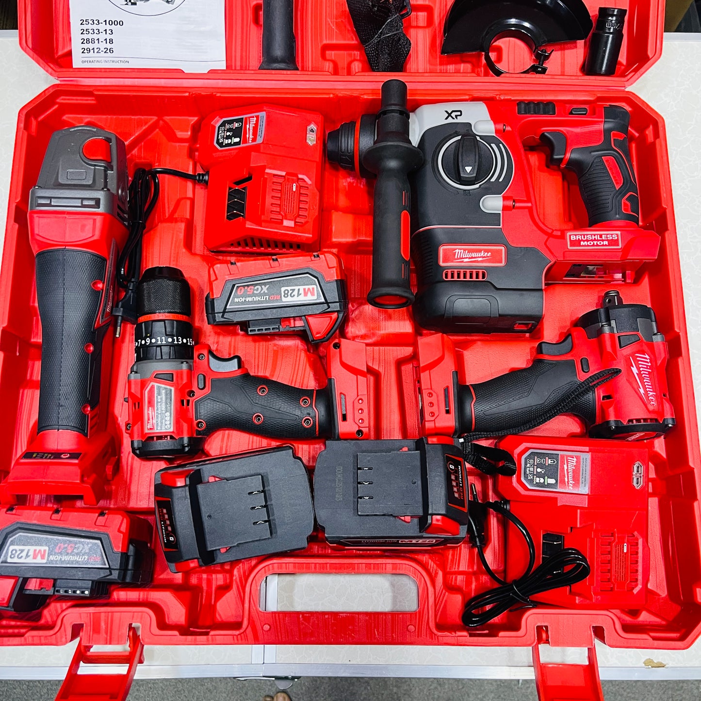 4pcs MILWAUKEE Premium Cordless & Brushless Power Tool Kit