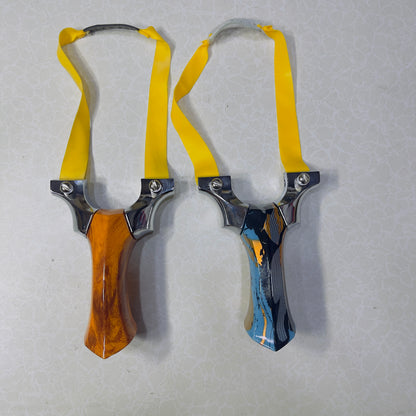 New Hunting Poly Wood Handle Stainless Slingshot With 100 Mud Balls