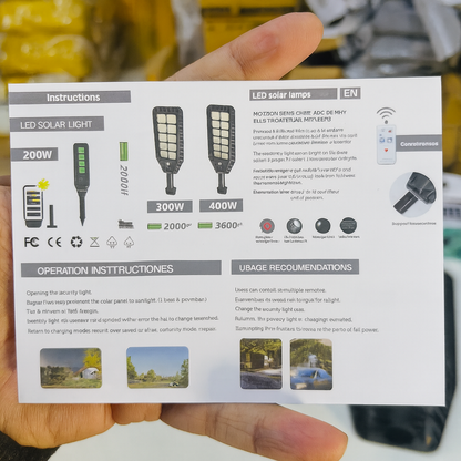 200W/300W/400W High-brightness Solar Powered Sensor Street lights