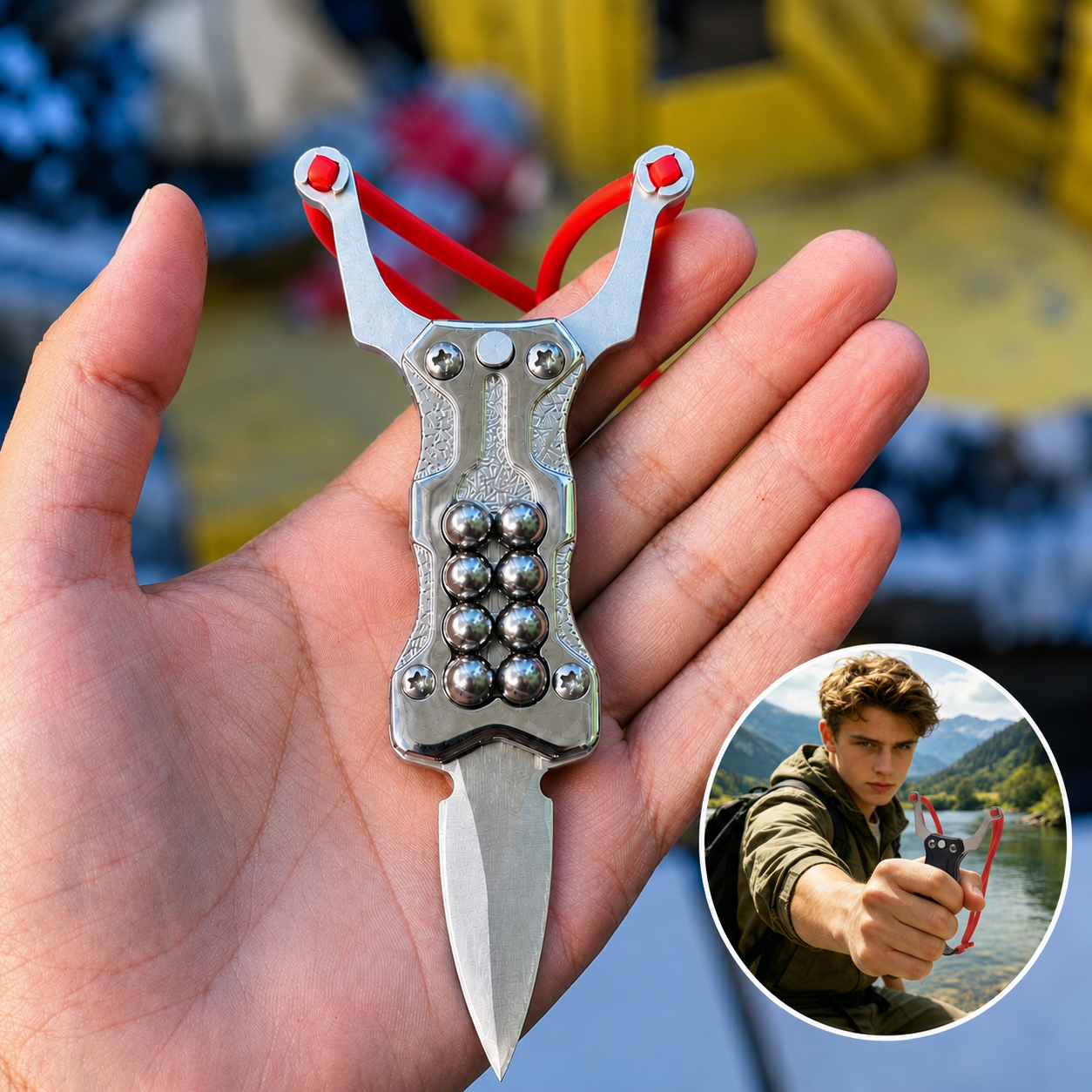 New Multifunctional EDC Hunting Mini Magnetic Slingshot With Ctical Knife