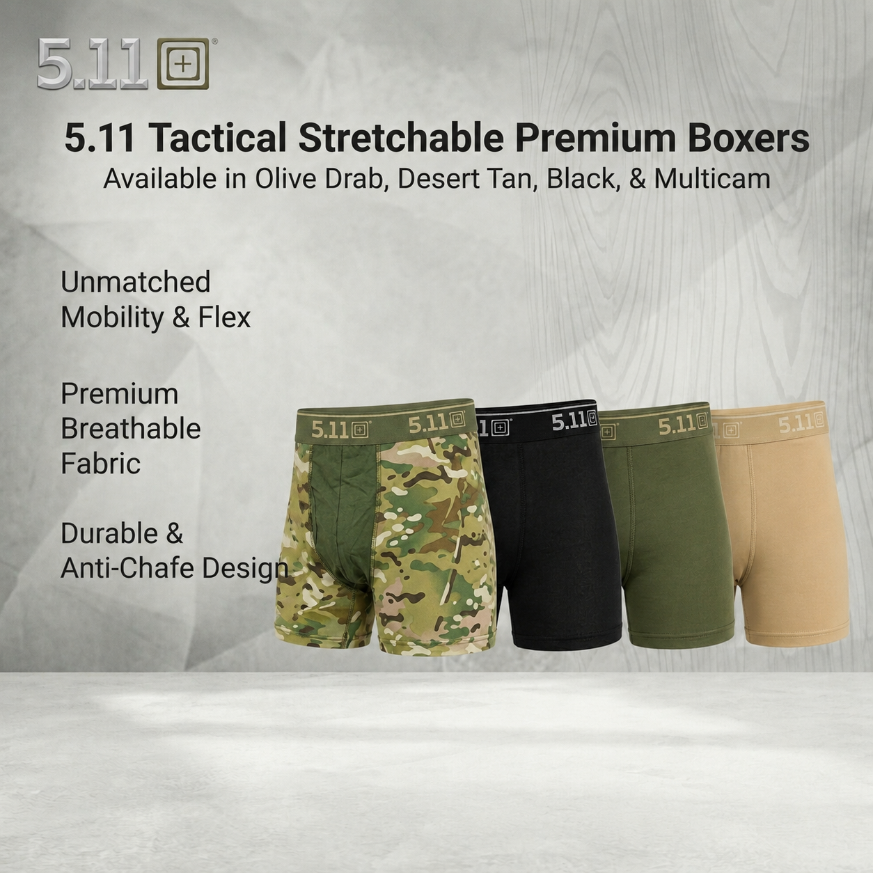 5.11 Tactical Stretchable Premium Mens's Boxers Underwear