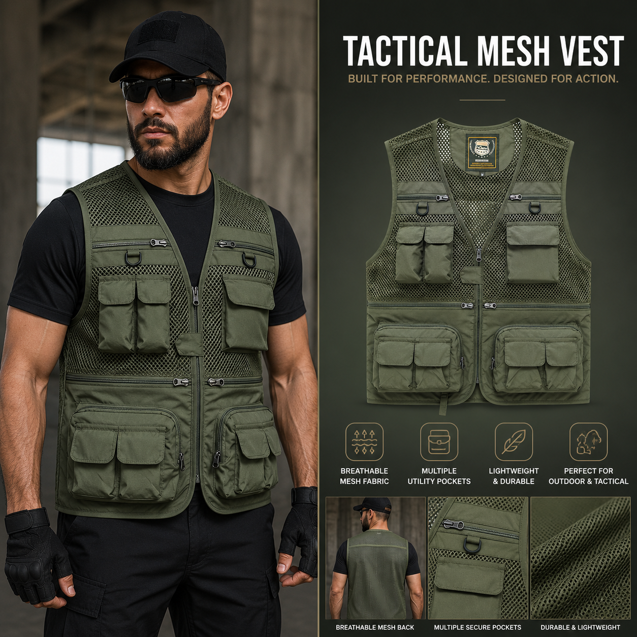 Tactical Men's Military Mesh Multi Pocket Summer Vest