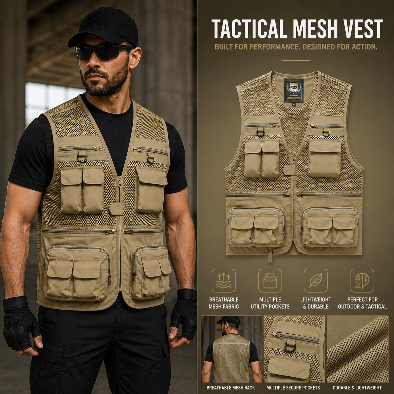 Tactical Men's Military Mesh Multi Pocket Summer Vest