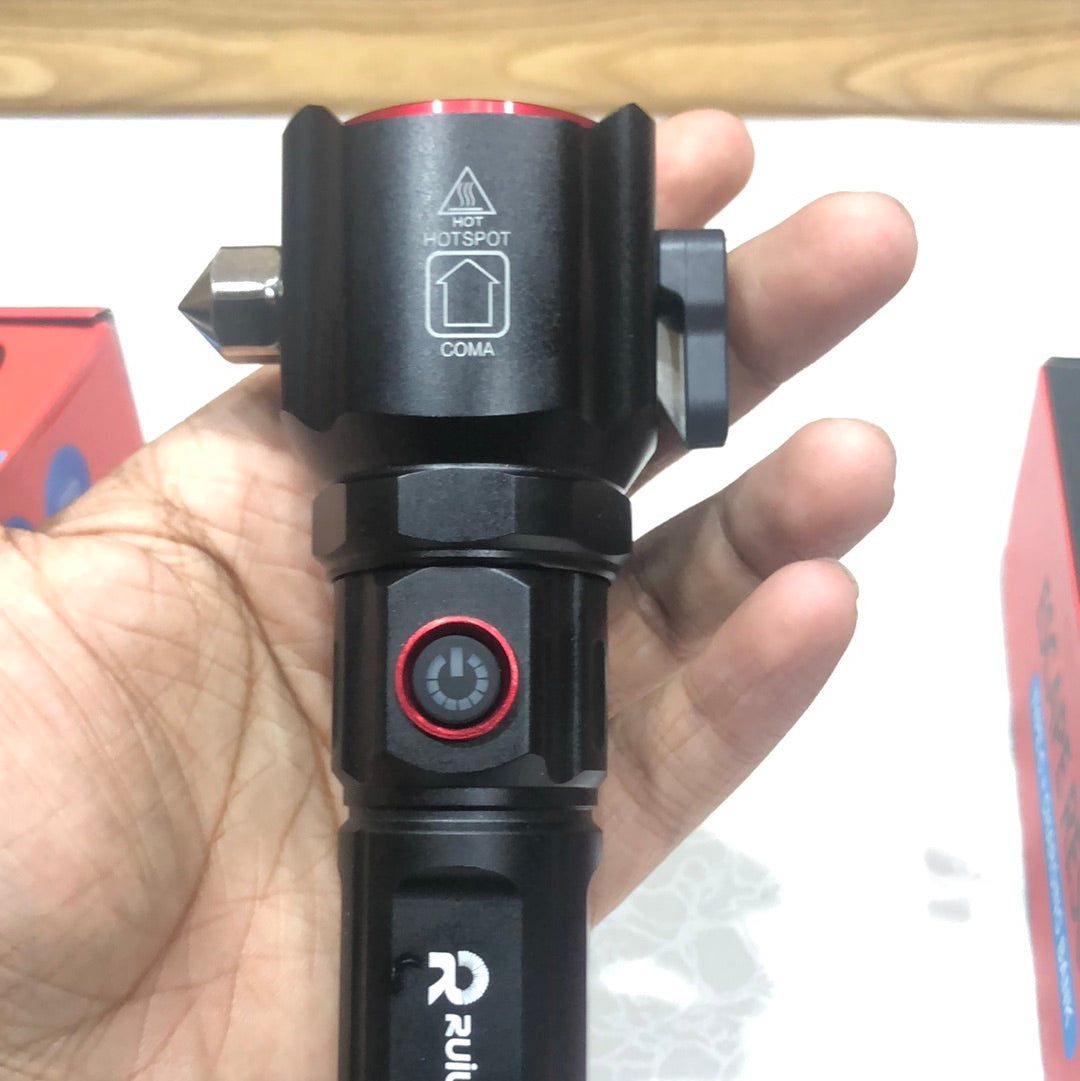 Multi-functional With Safety Hammer Flashlight