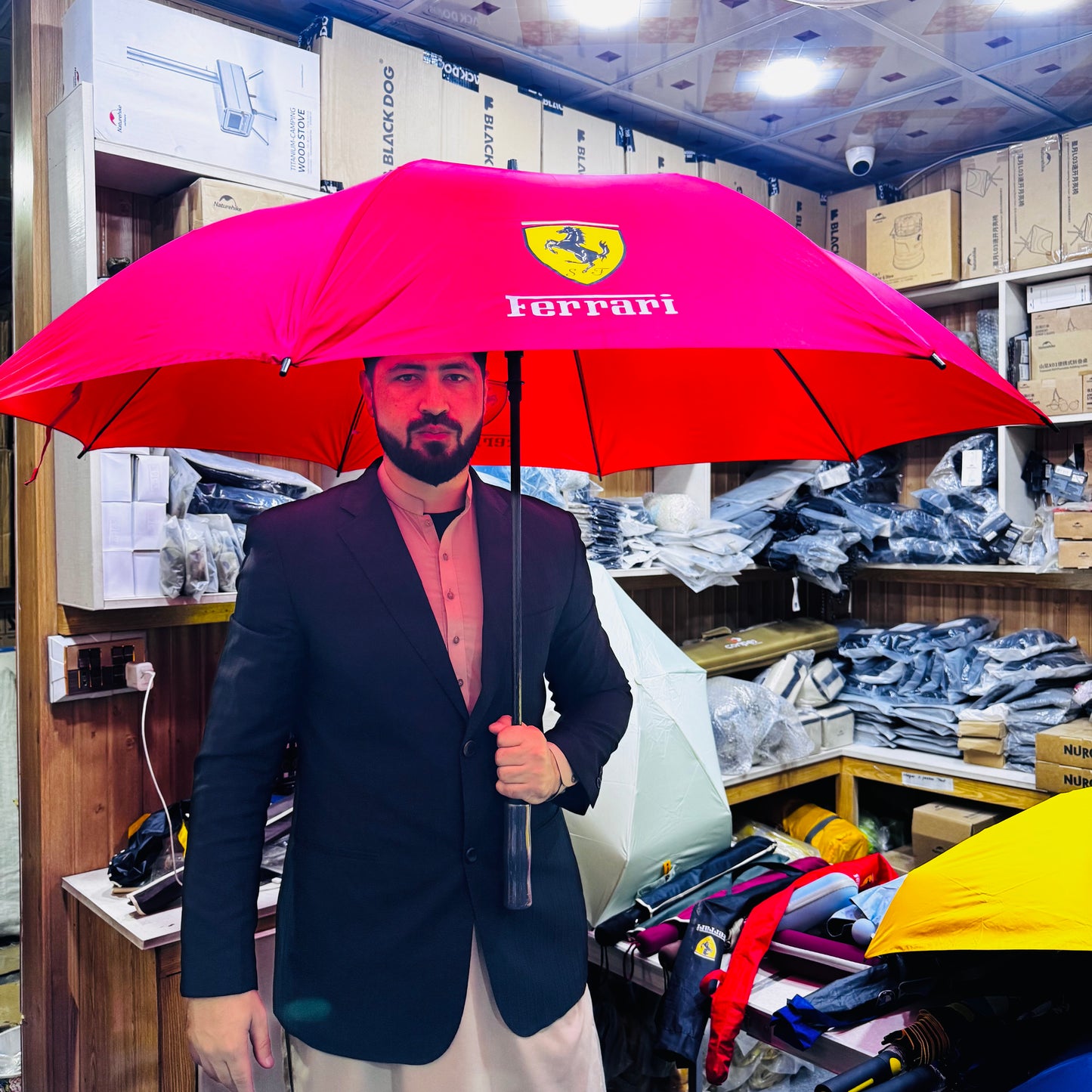 FERRARI 3-4 Persons Outdoor Automatic Folding Umbrella