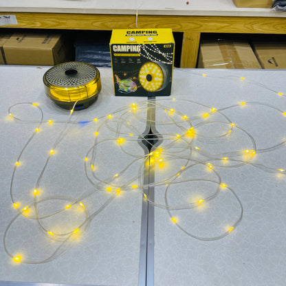 Solar Powered Dual Light Source Camping Light + 20M Atmosphere String Light