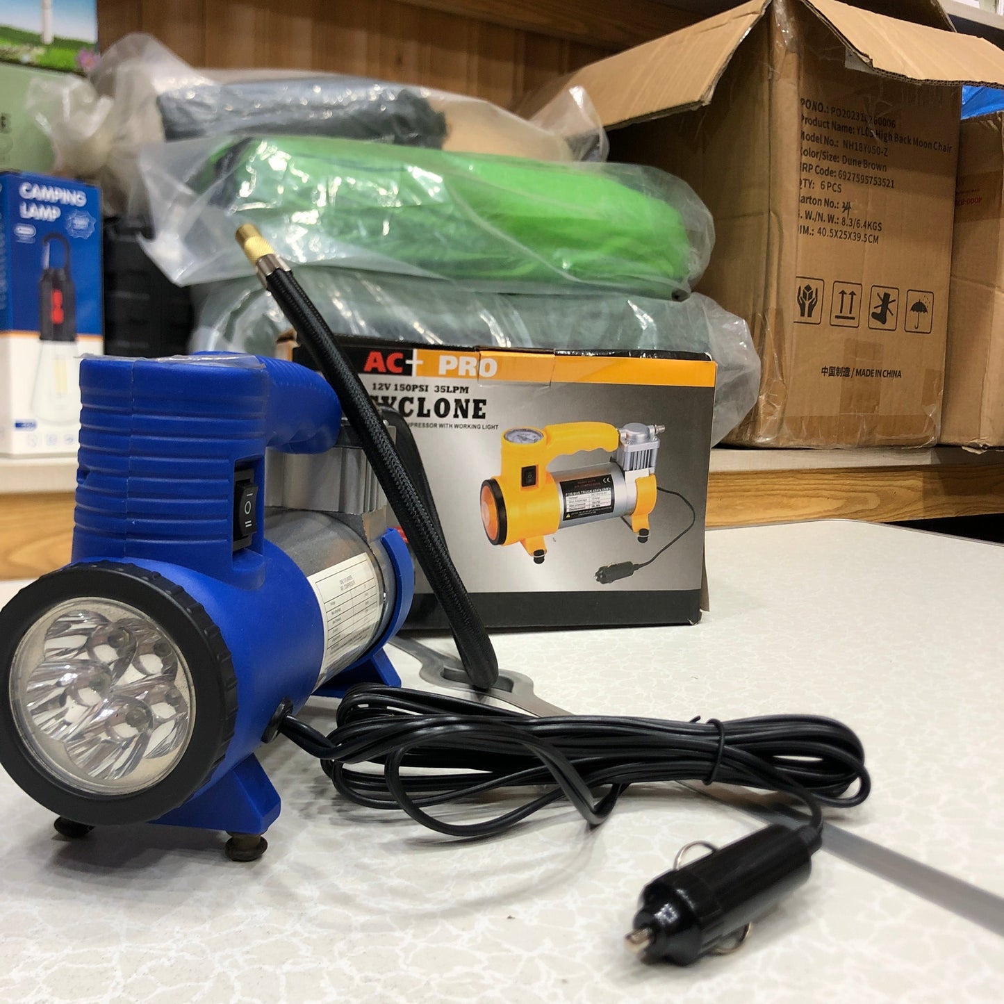 12v Heavy Duty Cyclone Air Compressor AC+PRO with Working Light