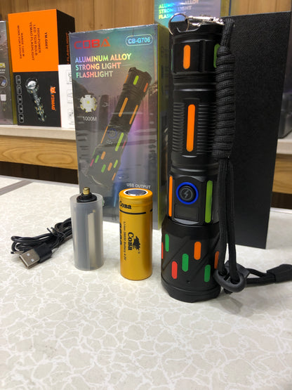 COBA High Power LED Flashlight With Fluorescent Absorbing Film Lumination CB-G706