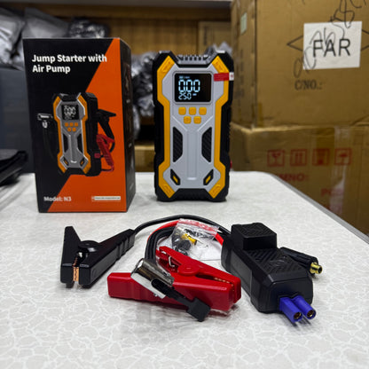 New N3 Portable 4 in 1 Jump Starter With Air Pump PowerBank & Emergency Flashlight