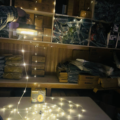 Solar Powered Dual Light Source Camping Light + 20M Atmosphere String Light