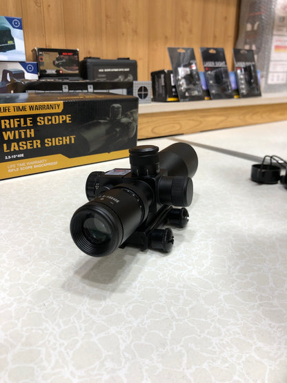 2.5-10x40 Double Illuminated Mil-dot + Red Laser Scope For Hunting