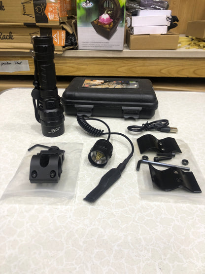 LED Tactical Hunting Flashlight USB Rechargeable For Rifle