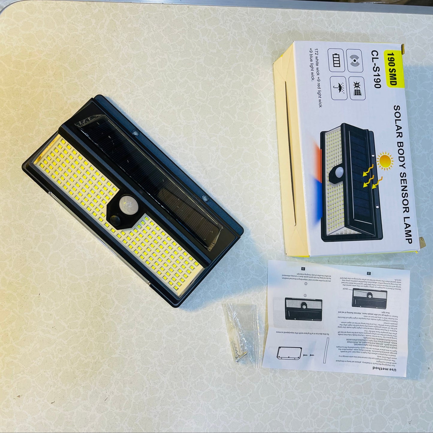 190 LED Outdoor Decoration Solar Wall Lamp With PIR Motion Sensor CL-S190