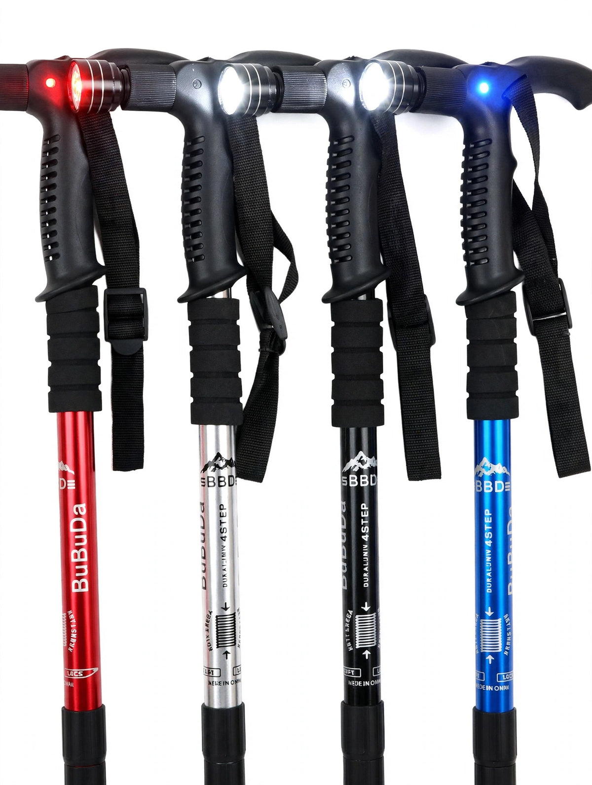 Tactical High Quality Alluminium Hiking stick with Led Flashlight