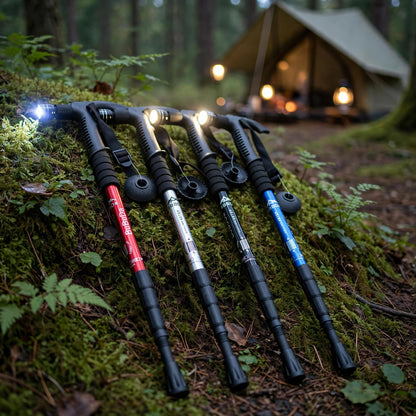 Tactical High Quality Alluminium Hiking stick with Led Flashlight