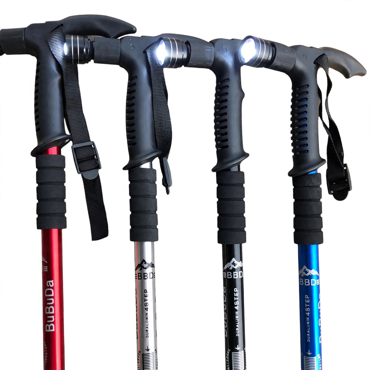 Tactical High Quality Alluminium Hiking stick with Led Flashlight