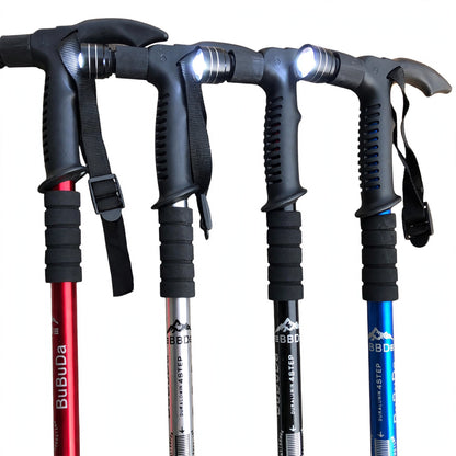 Tactical High Quality Alluminium Hiking stick with Led Flashlight