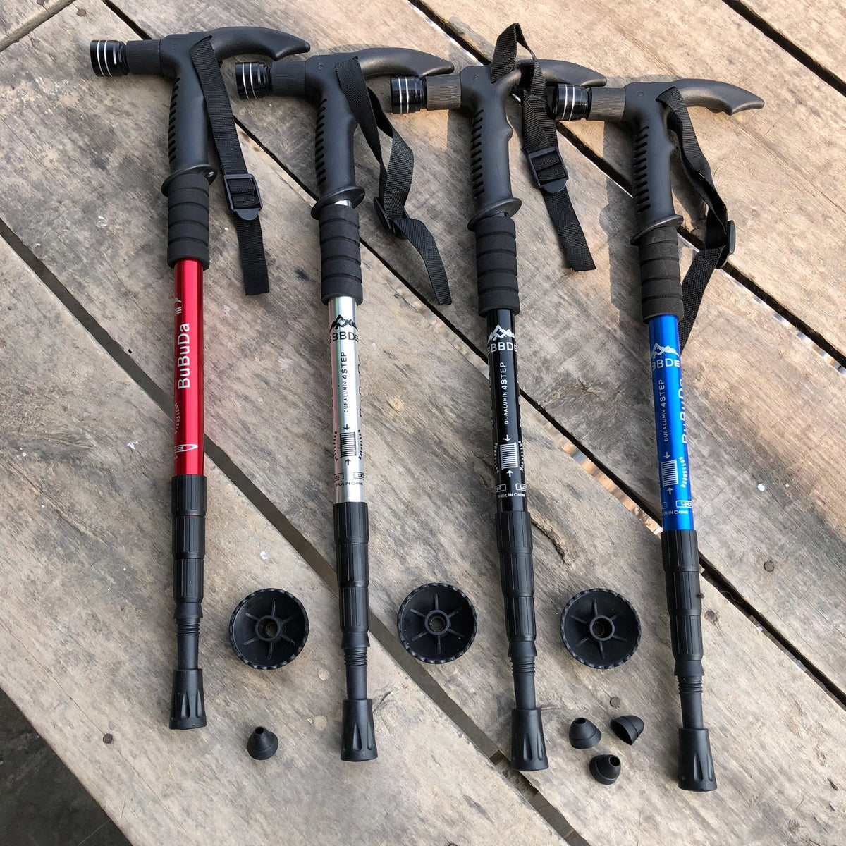 Tactical High Quality Alluminium Hiking stick with Led Flashlight