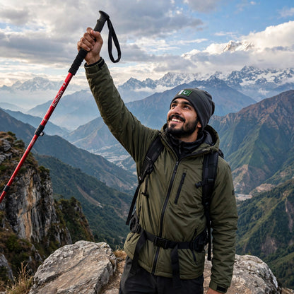 Tactical High Quality Alluminium Hiking stick with Led Flashlight