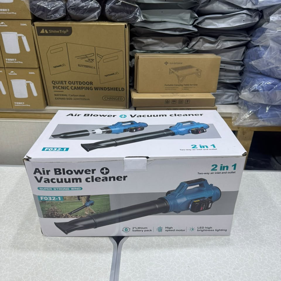 2 in 1 Cordless Air Blower & Vacuum Cleaner with 2 Batteries, High-Speed Motor & LED Light