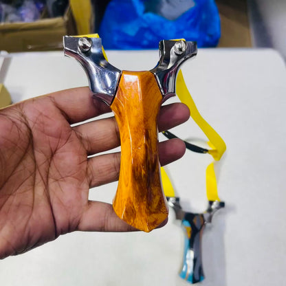 New Hunting Poly Wood Handle Stainless Slingshot With 100 Mud Balls