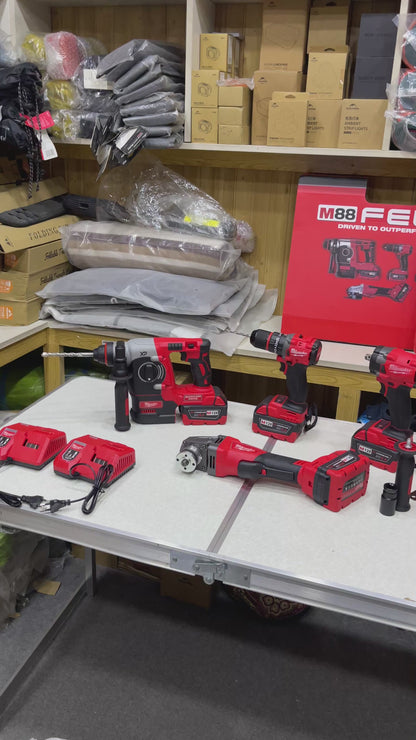 4pcs MILWAUKEE Premium Cordless & Brushless Power Tool Kit